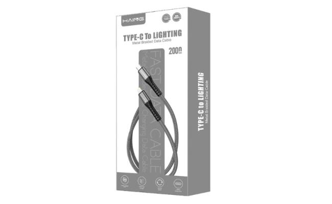 HAING HI041CL Type-C to Lighting 20W Metal Braided Data Cable 2M