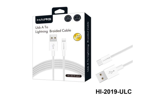 HAING HI-2019-ULC USB A to Lightning Braided Cable 1.2M 12W