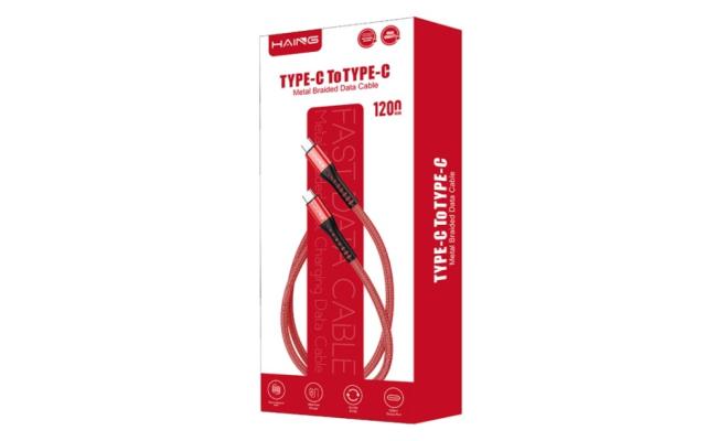 HAING HI042CC Type-C to Type-C 20W Metal Braided Data Cable 1.2M