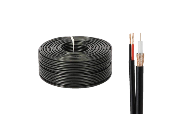 Coaxial RG58 Cable Black 300m with Power Cable