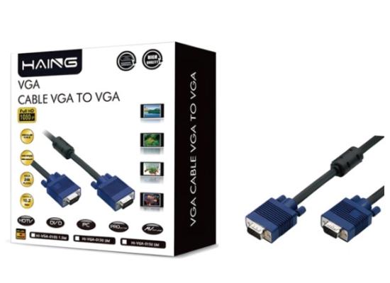 HAING CB-VGA-15M HD15 Male to Male VGA Video Cable for TV Computer Monitor 15M