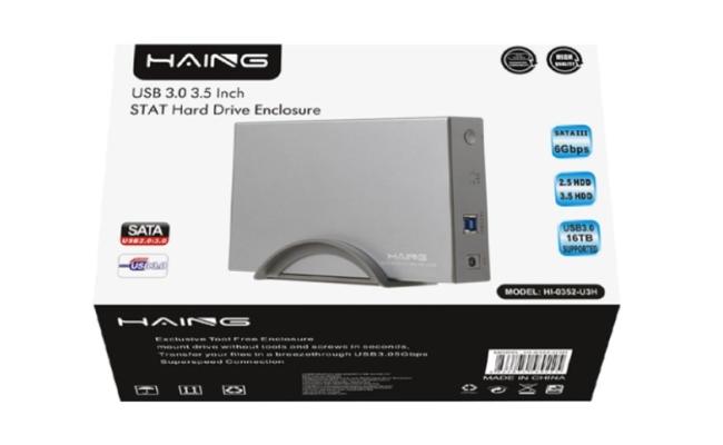 HAING HI-0352-U3H 3.5 inch USB 3.0 to SATA III Aluminum External Hard Disk Drive Enclosure