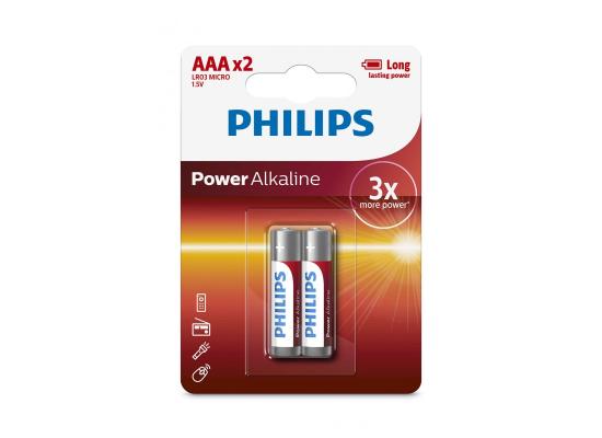 Philips LR03P2B/97 AAA 1.5V Long Lasting Power Alkaline Battery Pack of 2 