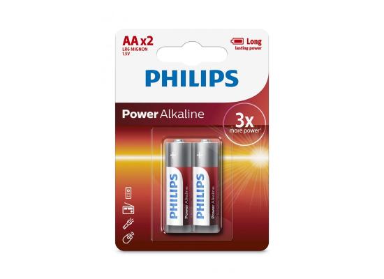 Philips LR6P2B/97 AA 1.5V Long Lasting Power Alkaline Battery Pack of 2 