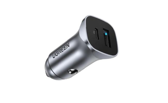 Ugreen 24W Dual USB + Type C Car Charger  PD & QC 3.0 Dual Ports (Space Gray)