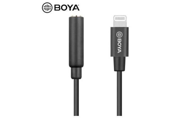 BOYA BY-K3 3.5mm TRRS Female to Lightning Male Audio Adapter Dongle Cable