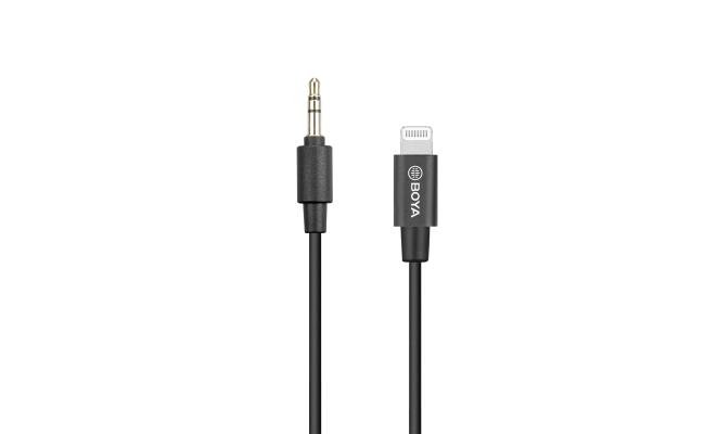 BOYA BY-K1 3.5mm Male to Apple MFi Male Certified Lightning Adapter Cable (20cm)