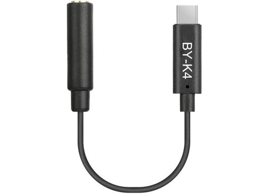 BOYA BY-K4 3.5mm Female TRS to Male USB Type-C Adapter Cable Connector Dongle