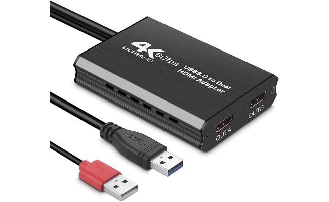 4k/60hz USB to Dual HDMI Display Adapter Output Two Different Pictures