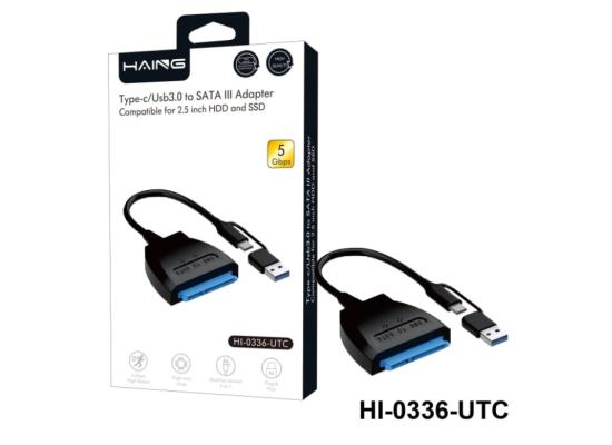 HAING HI-0336-UTC USB3.0/TYPE-C to SATA Ill Adapter Compatible for 2.5 inch HDD and SSD