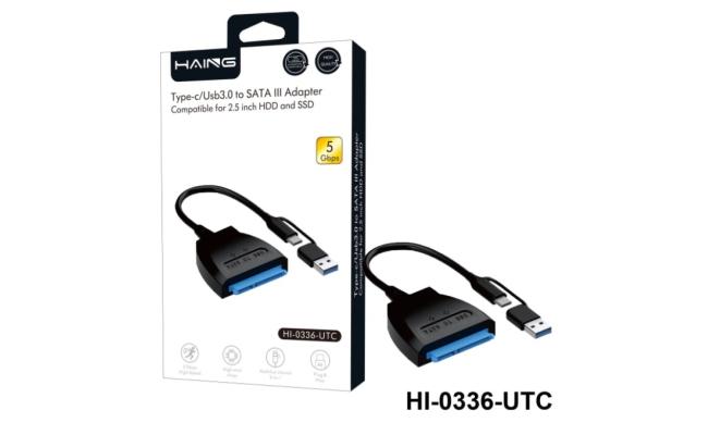 HAING HI-0336-UTC USB3.0/TYPE-C to SATA Ill Adapter Compatible for 2.5 inch HDD and SSD