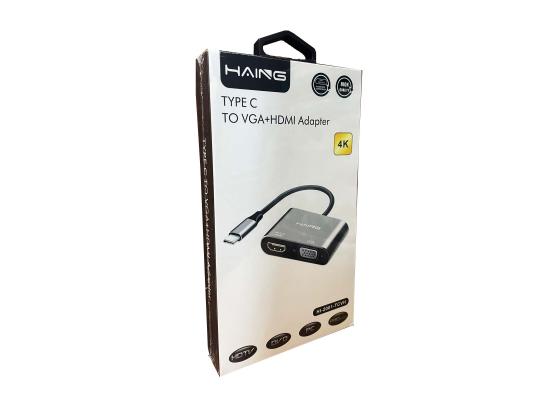 HAING Type-C to VGA+HDMI Adapter