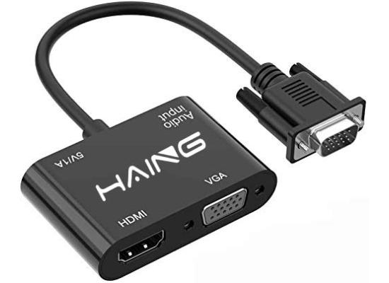 HAING 2 IN 1 VGA to HDMI+VGA Adapter with Audio