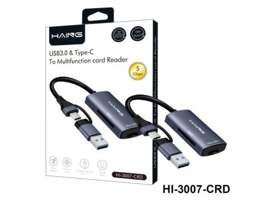 HAING HI-3007-CRD USB 3.0 & Type-C To Multi-function Card Reader