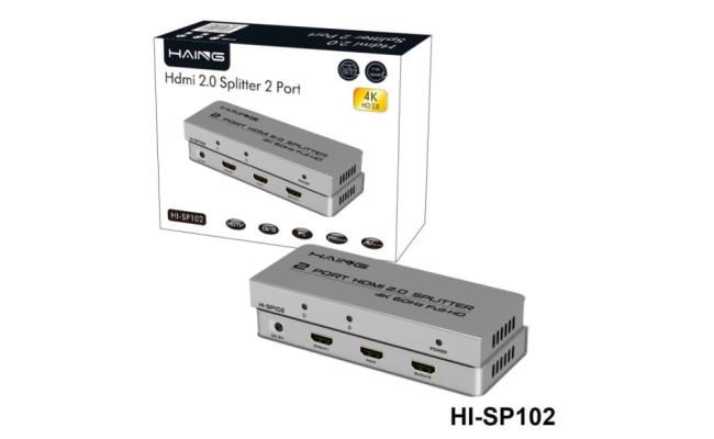 HAING HI-SP102 4Kx2K HDMI Splitter 1x2 1 in 2 out 4K with UHD Splitter 2.0V W 12V 1A Power Adapter