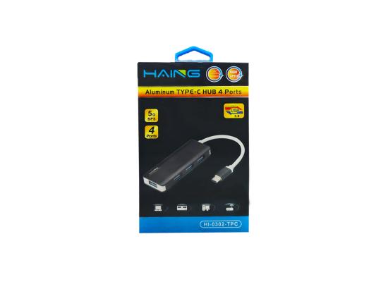 HAING HI-0302-TPC Aluminum Type C Hub 4 Port USB 3.0 Adapter 