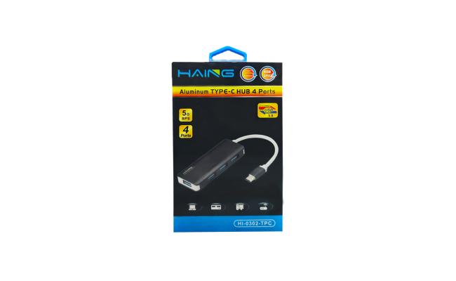 HAING HI-0302-TPC Aluminum Type C Hub 4 Port USB 3.0 Adapter