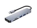 6 in 1 Multifunctional Type-C to HDTV USB SD TF Adapter Hub