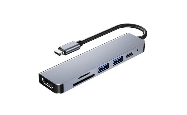 6 in 1 Multifunctional Type-C to HDTV USB SD TF Adapter Hub