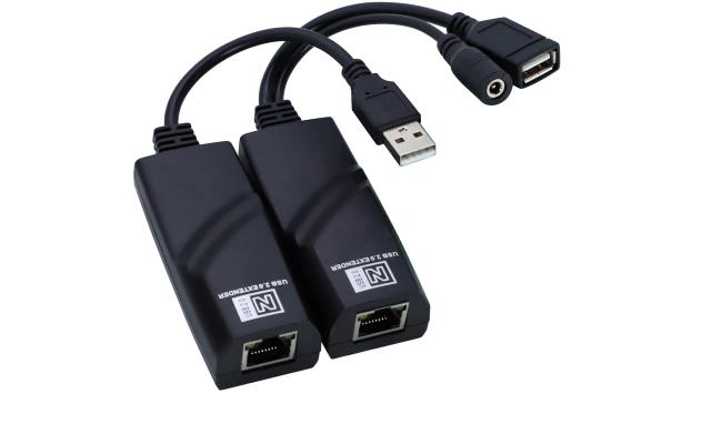 USB 2.0 Extender to RJ45 with a 4 Ports USB Hub- 100M