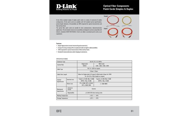 D-Link LC-SC Singlemode Fiber Patch Cord-5M
