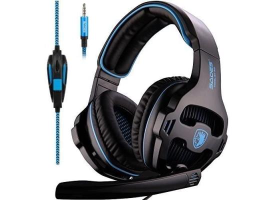 SADES SA810 PS4 Gaming Headset with Microphone and PC Adapter Over Ear Stereo Headphones for New Version Xbox One/PlayStation 4 Laptop Mac Computer (Blue)
