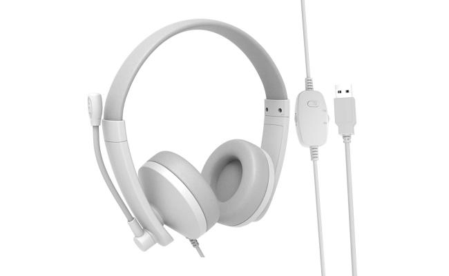 Meetion HP003U USB Telephony Headset with Microphone & Volume Control -White