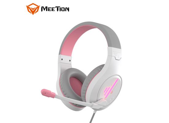 Meetion HP021 Stereo Backlit Gaming Wired Headset -White&Pink