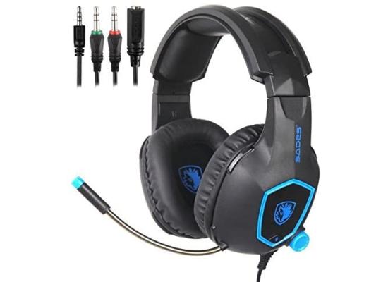 SADES SA818 Gaming Headset PS4 Headset, Xbox One Headset with Mic, PC Headset Over-Ear Headphones for PC, PS4, Xbox One, Laptop (Blue)