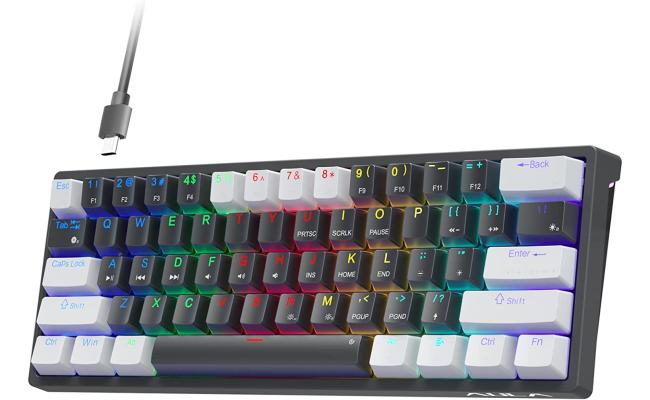AULA RGB 60 Percent Gaming Wired Mechanical Keyboard  with Blue Switches -Grey & Black