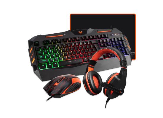 MeeTion MT-C500 Backlit Gaming Combo Kits 4 in 1 Gaming Keyboard Mouse and Headset Bundle with Mouse Pad 