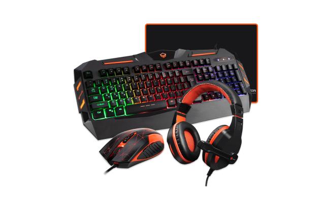 MeeTion MT-C500 Backlit Gaming Combo Kits 4 in 1 Gaming Keyboard Mouse and Headset Bundle with Mouse Pad