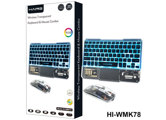 HAING HI-WMK78 RGB Wireless Transparent Keyboard & Mouse Combo