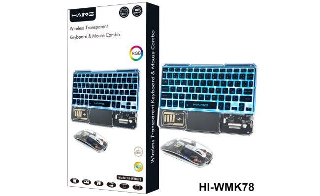 HAING HI-WMK78 RGB Wireless Transparent Keyboard & Mouse Combo