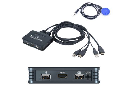  2-Port HDMI USB KVM Switch, 4K Plastic with Built in Cables