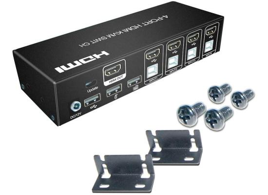  4-Port HDMI USB KVM Switch, HDMI/USB Cables Included