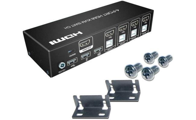 4-Port HDMI USB KVM Switch, HDMI/USB Cables Included