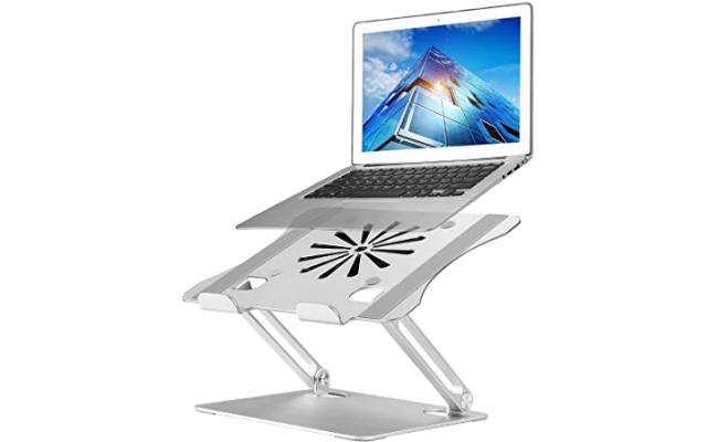 Adjustable Laptop Stand F66 with Cooling Fan, Aluminum Alloy Multi-Angle Computer Holder for Desk