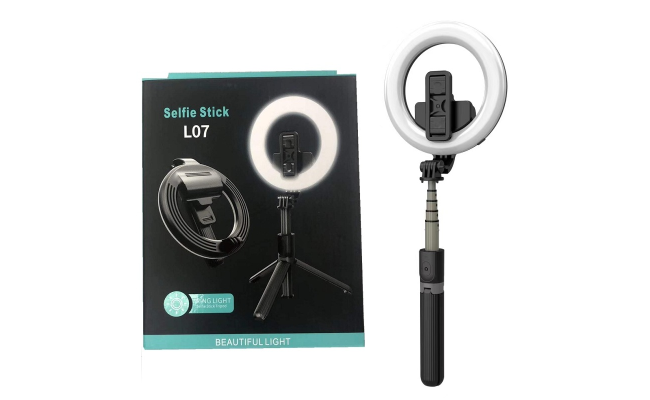 selfie stick ring light L07 in tripod With 5 inch ring light wireless remote Selfie stick