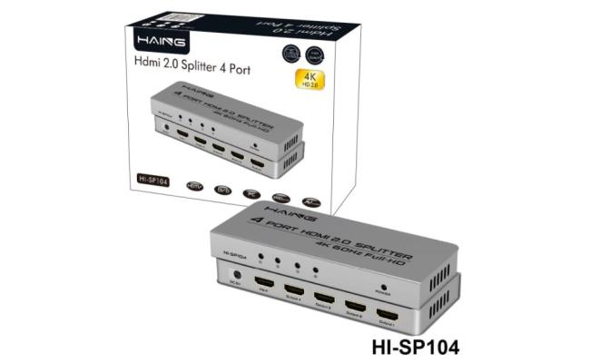 HAING HI-SP104 4Kx2K HDMI Splitter 1x4 1 in 4 out 4K with UHD Splitter 2.0V W 12V 1A Power Adapter