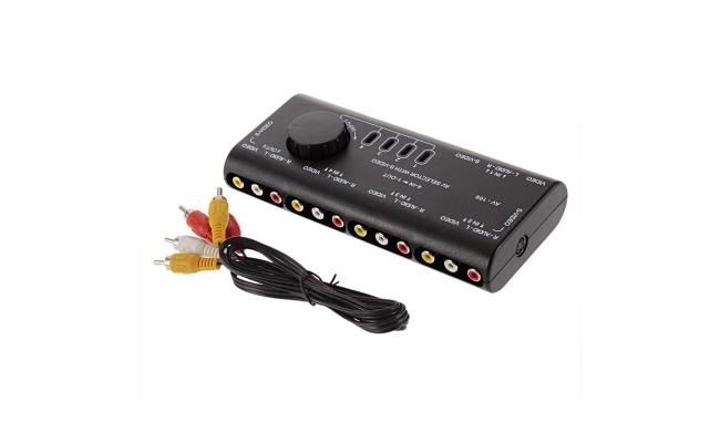 4 In 1 Out Audio Video Signal Switcher Splitter Selector AV RCA Switch Box