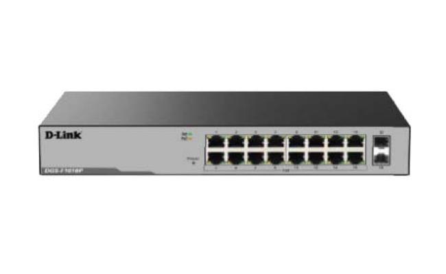 D-Link DGS-F1016P 16 Port Gigabit Unmanaged POE Switch with 2 SFP ports 250 watts