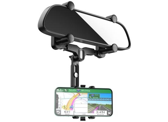 360° Rotatable Rearview Mirror Mount Clip Car Mobile Cell Phone Holder Stand