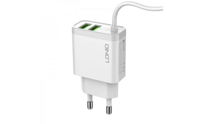 LDNIO A321  USB Fast Wall Charger 3.1A + iPhone Cable
