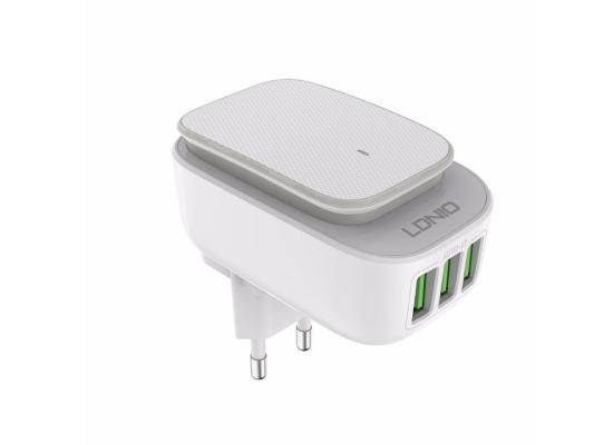 LDNIO A3305 Fast Charger 3 USB Port Adapter with LED Ligh + Samsung Cable