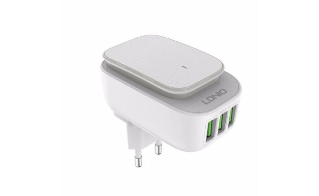 LDNIO A3305 Fast Charger 3 USB Port Adapter with LED Ligh + iPhone Cable