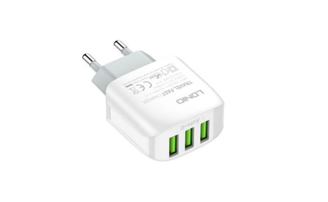 LDNIO A3312 Fast Wall Charger 3.4A Triple USB + Samsung Cable