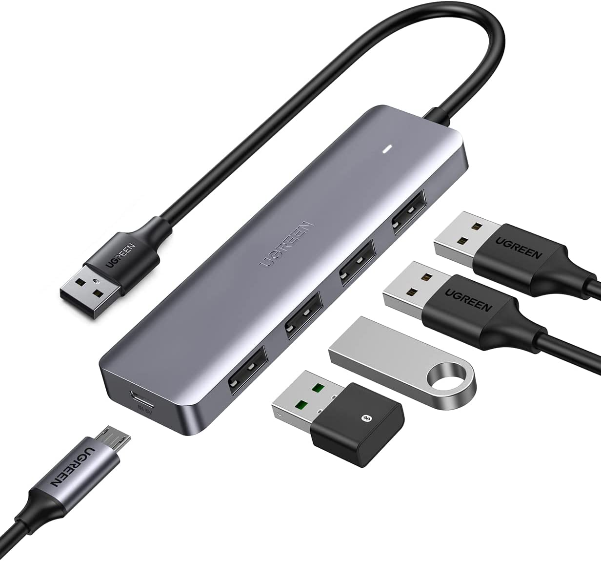 UGREEN CM219 USB 4-Port 3.0 Hub with Type C Power Supply, Metal Plated  Shell, Ultra Slim, GTS - Amman Jordan